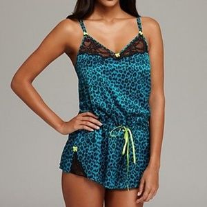 Betsey Johnson Satin Lace Nighty Romper